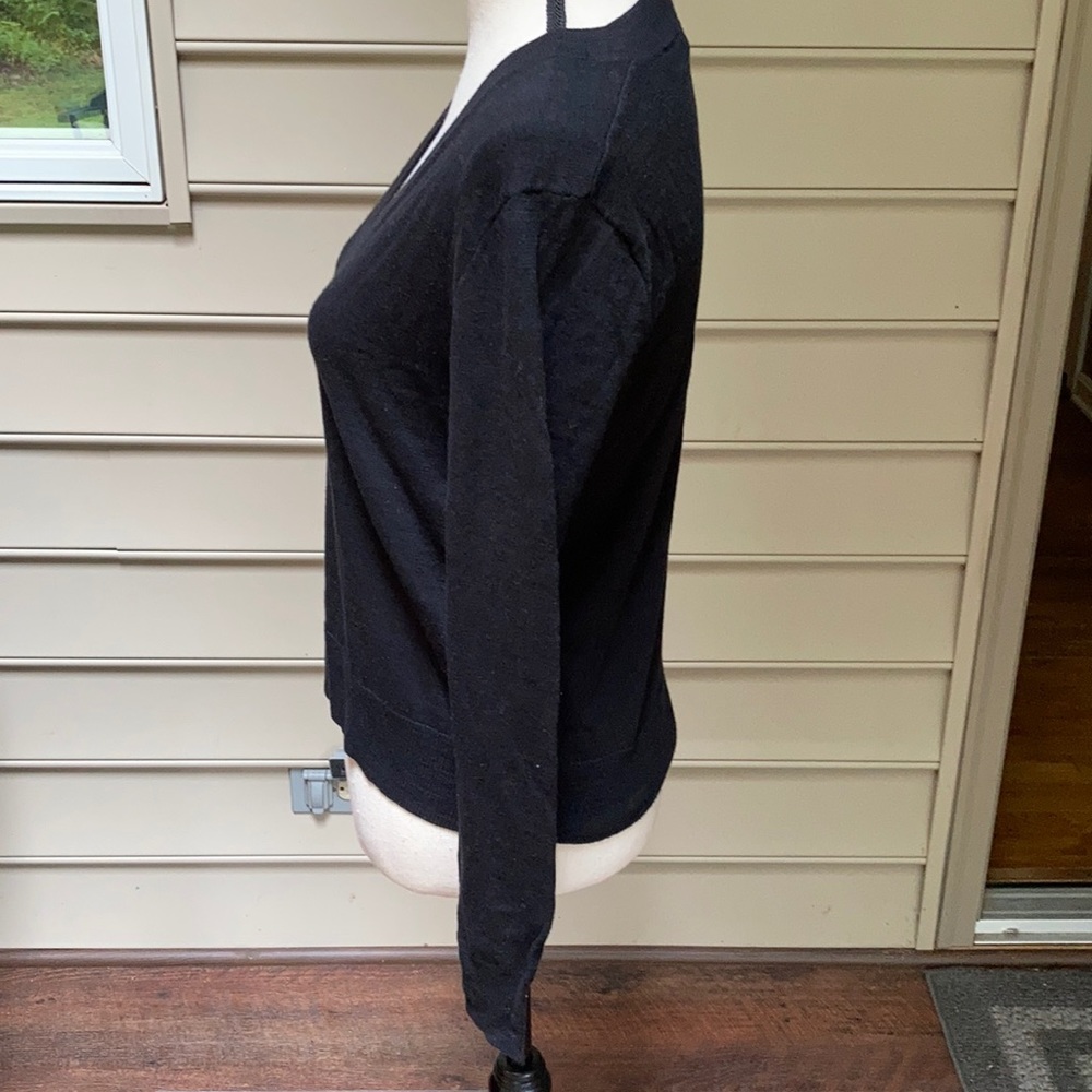 NWT J Crew Slub Knit V Neck Sweater Cotton Black - Picture 4 of 6
